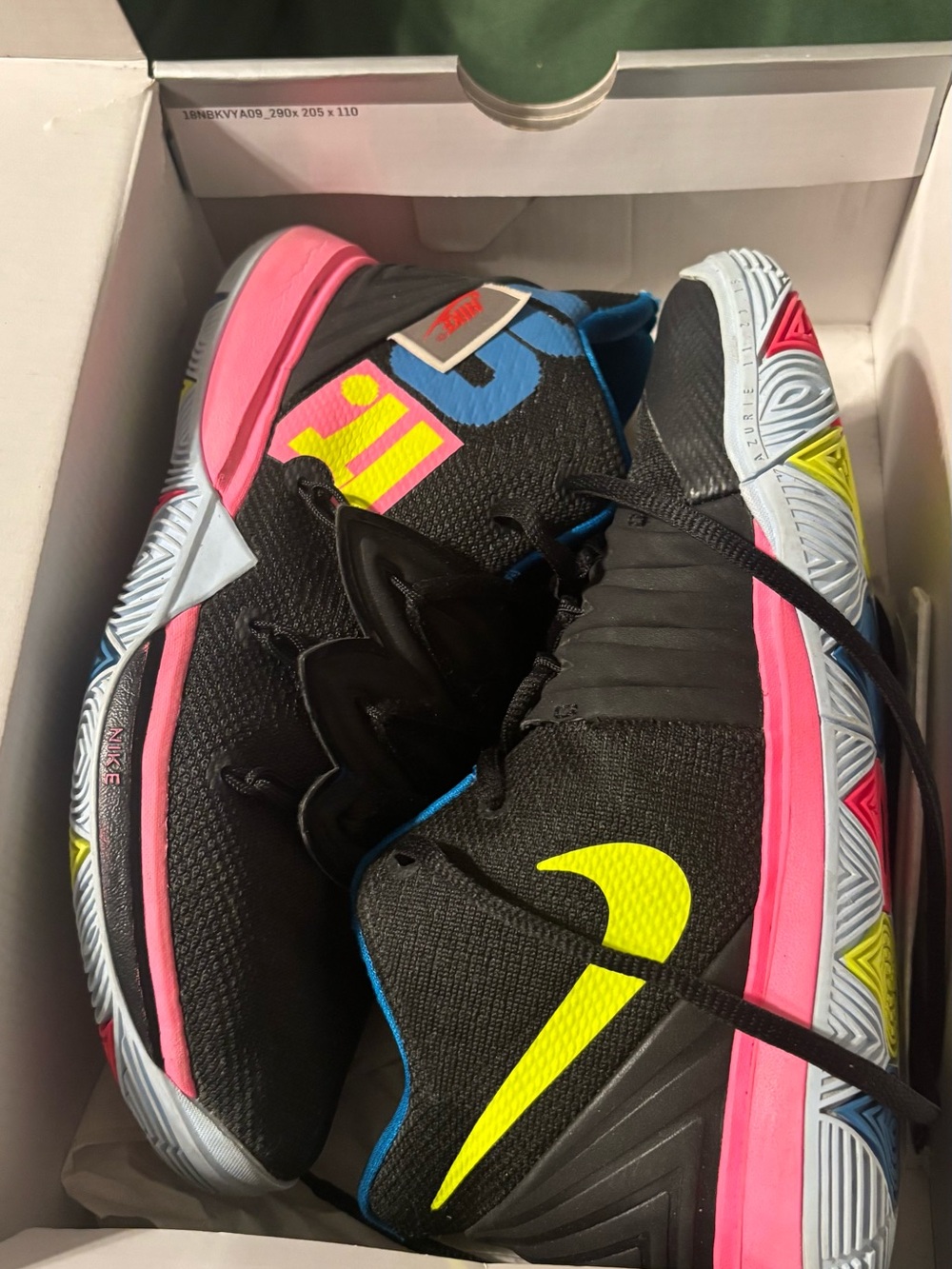 Nike Black Basketball Shoes with Neon Yellow, Pink & Blue Accents